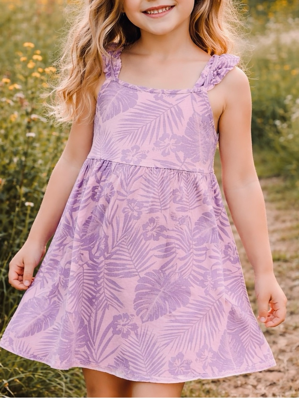 Children’s Place Tropical Sundress Size 5T | Pink Purple Summer Dress